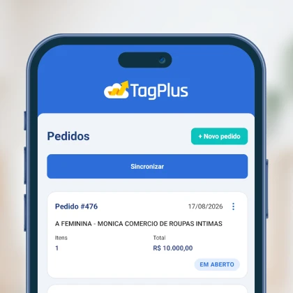 Tela do app TagPlus Pedidos mostrando a lista de pedidos